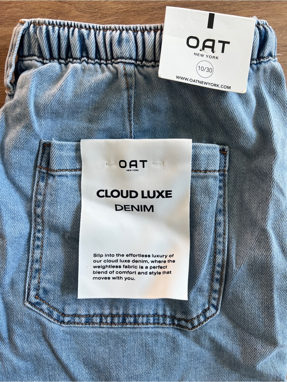OAT High Rise Wide Leg Drawstring Cloud Luxe Denim Jeans - Picture 2 of 7
